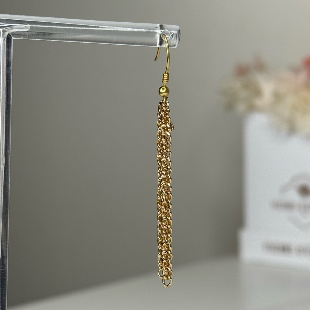 Gold Chain Dangle Earring - Picture 3 of 5